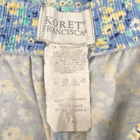 Koret Francisca Cropped Floral Pants Vintage Blue Yellow Size 12 - Picture 5 of 7